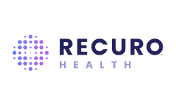 Recuro health logo with a black background in the footer.